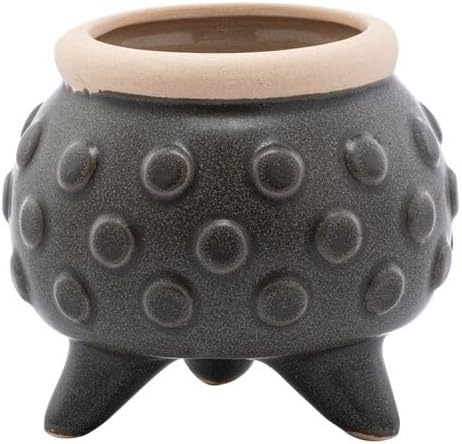 Maceta decorativa 3x3.75pulg con pies círculo negro marrón