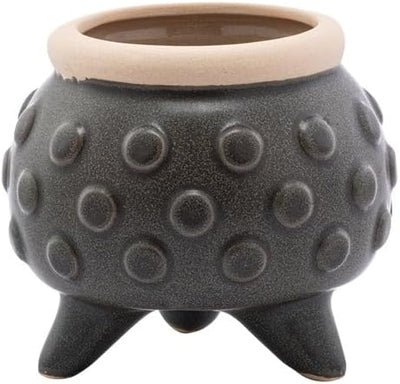 Maceta decorativa 3x3.75pulg con pies círculo negro marrón