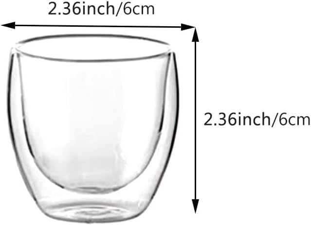 6 Tazas Expreso Doble Pared 2.7oz Transparentes Demitasse