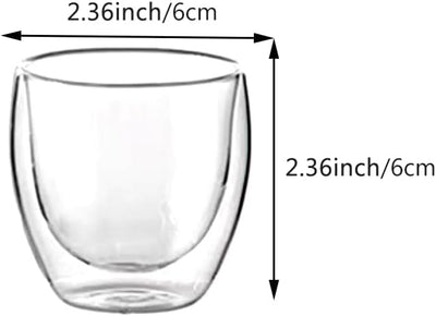 6 Tazas Expreso Doble Pared 2.7oz Transparentes Demitasse