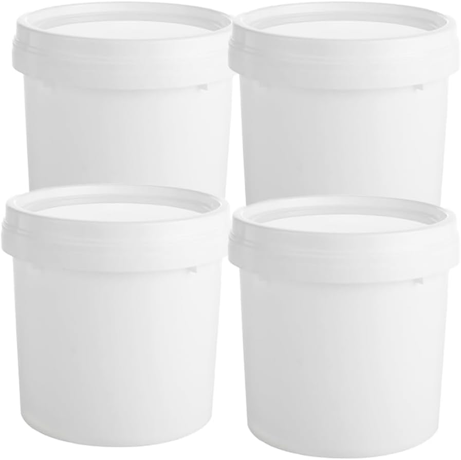 4 Cubos Plástico Blanco con Tapa 1L Vacíos Almacenamiento