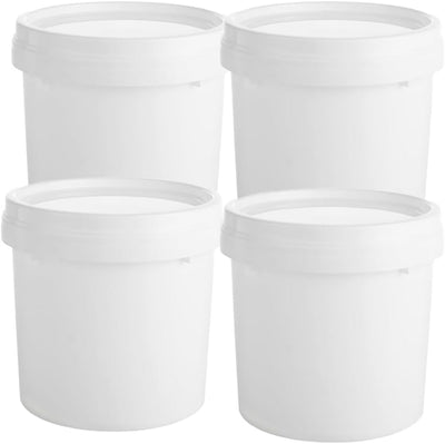 4 Cubos Plástico Blanco con Tapa 1L Vacíos Almacenamiento