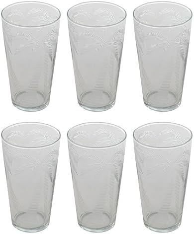 6 Vases Cristal Diseño Palmera Transparente