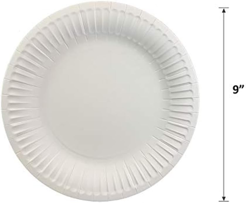 Platos de papel revestidos 9 pulgadas 125 unidades blancos resistentes a grasa para fiestas y uso diario