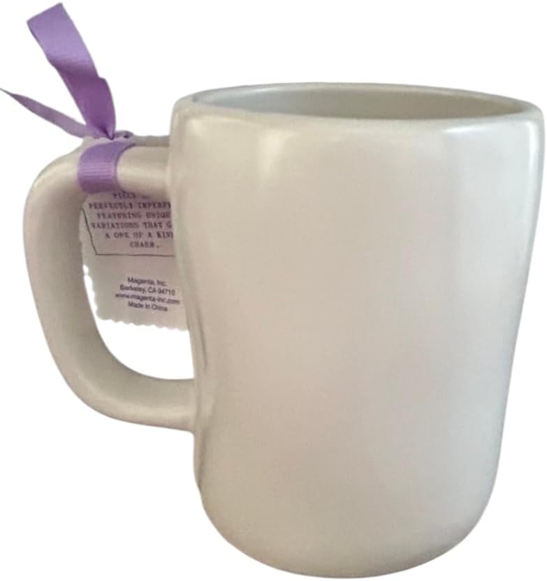 Taza de café y té de cerámica Rae Dunn Mom con flores moradas