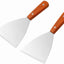 Espátula acero inox inclinada mango madera para parrilla set 2