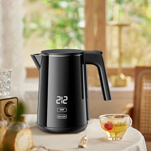 Tetera eléctrica acero inox 1L 1200W 7 ajustes térmicos negro