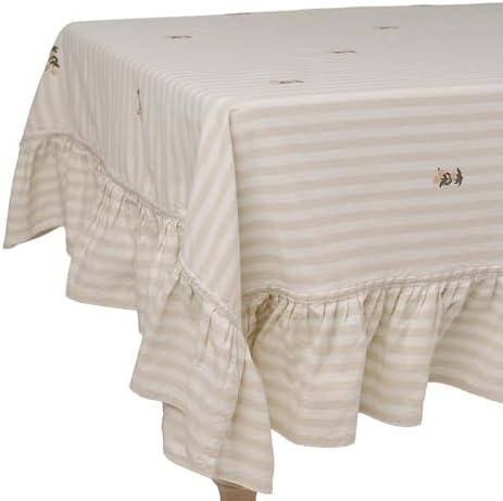 Mantel francés con volantes 60 x 90 pulgadas para mesa de comedor y cocina