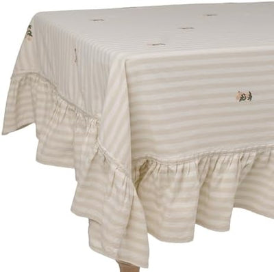 Mantel francés con volantes 60 x 90 pulgadas para mesa de comedor y cocina