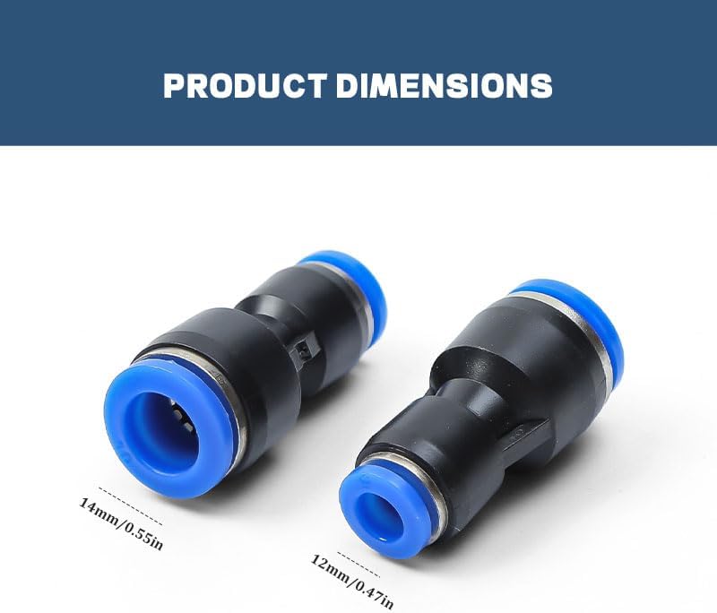 Conector reductor neumático 0.472-0.551pulg color metálico rápido