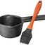 Juego hierro fundido cepillo silicona palisandro mini cacerola