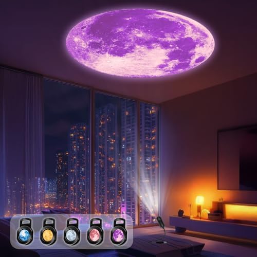 Luz proyección diseño luna 5 colores atmósfera romántica
