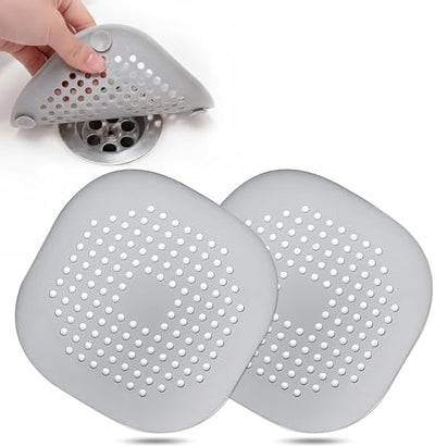 Pack 2 Desagües Ducha Silicona Ventosa Cubierta Cuadrada Gris