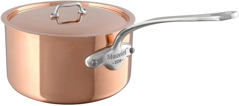 Sartén cobre con tapa mango acero inox 2.8qt