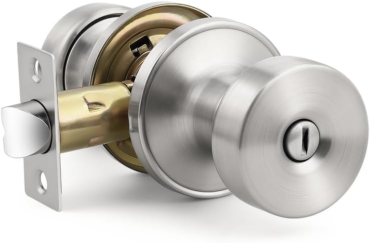 Pomo puerta níquel cepillado con cerradura