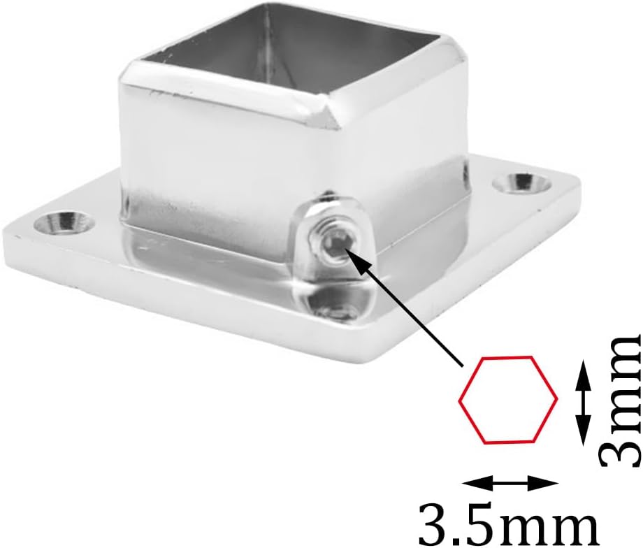 Base anclaje cuadrada acero inox 1x1pulg para vallas barandillas