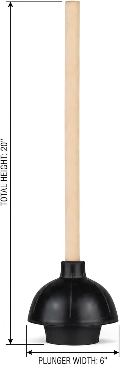 Émbolo eléctrico inodoro goma doble empuje mango madera 20pulg