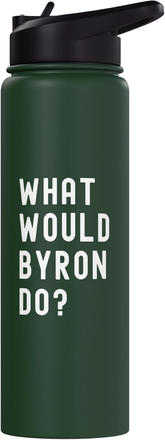 Botella de agua acero inoxidable aislada What Would Byron Do