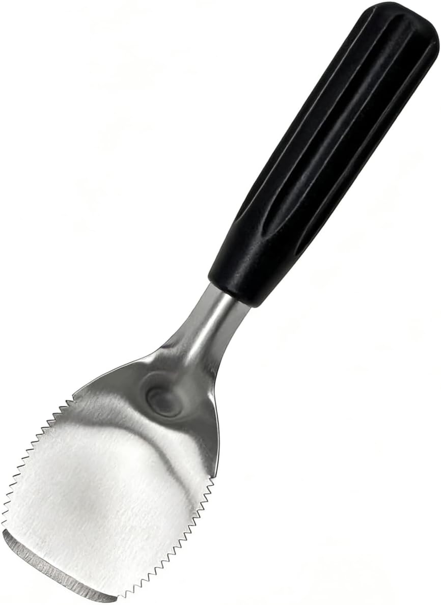 Cuchara de pala para helado plana con borde dentado, fácil de tallar y raspar