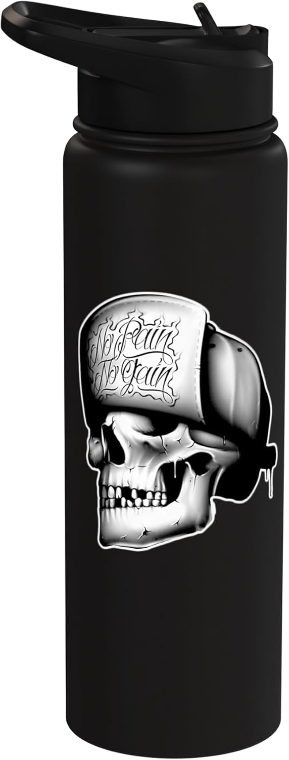 Botella agua aislada acero inox Skull Punk No Pain No Gain