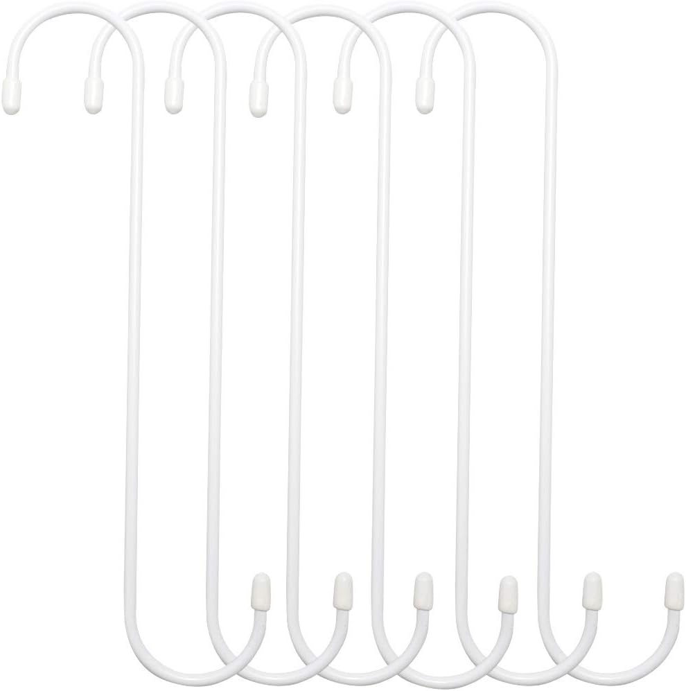 6 Ganchos S 12pulg Blanco Resistentes para Utensilios y Pérgola