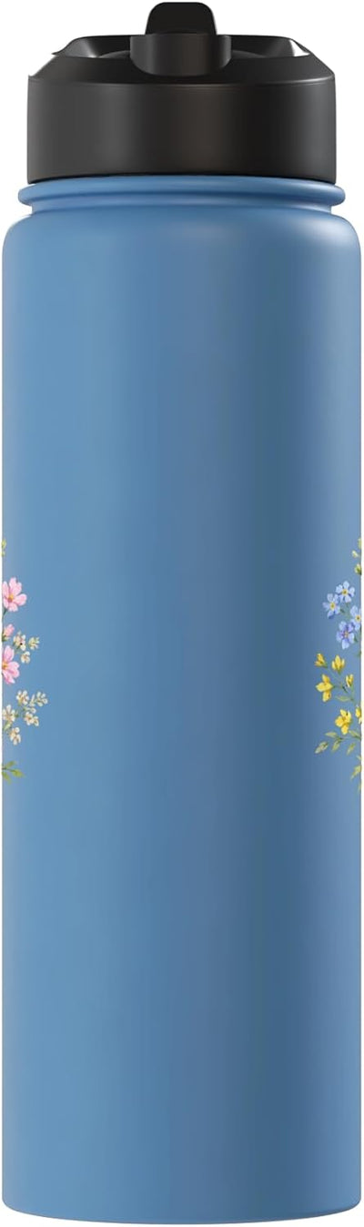 Botella de agua acero inoxidable minimalista flor natural