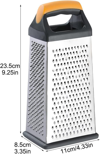 Rallador queso acero inox 4 lados con asa y rebanador