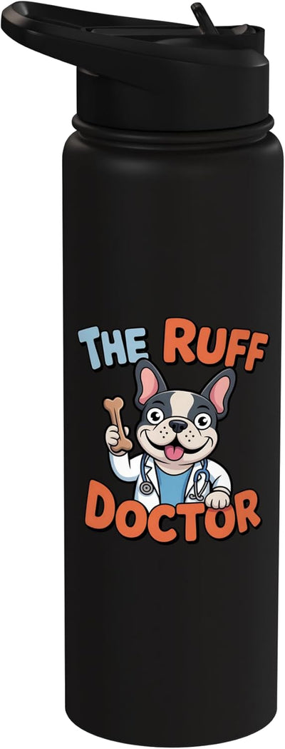 Botella agua acero inox aislada perro bulldog