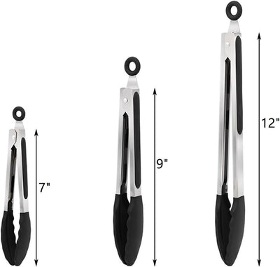 Pinzas acero inox silicona 3-7-9-12pulg cocinar barbacoa