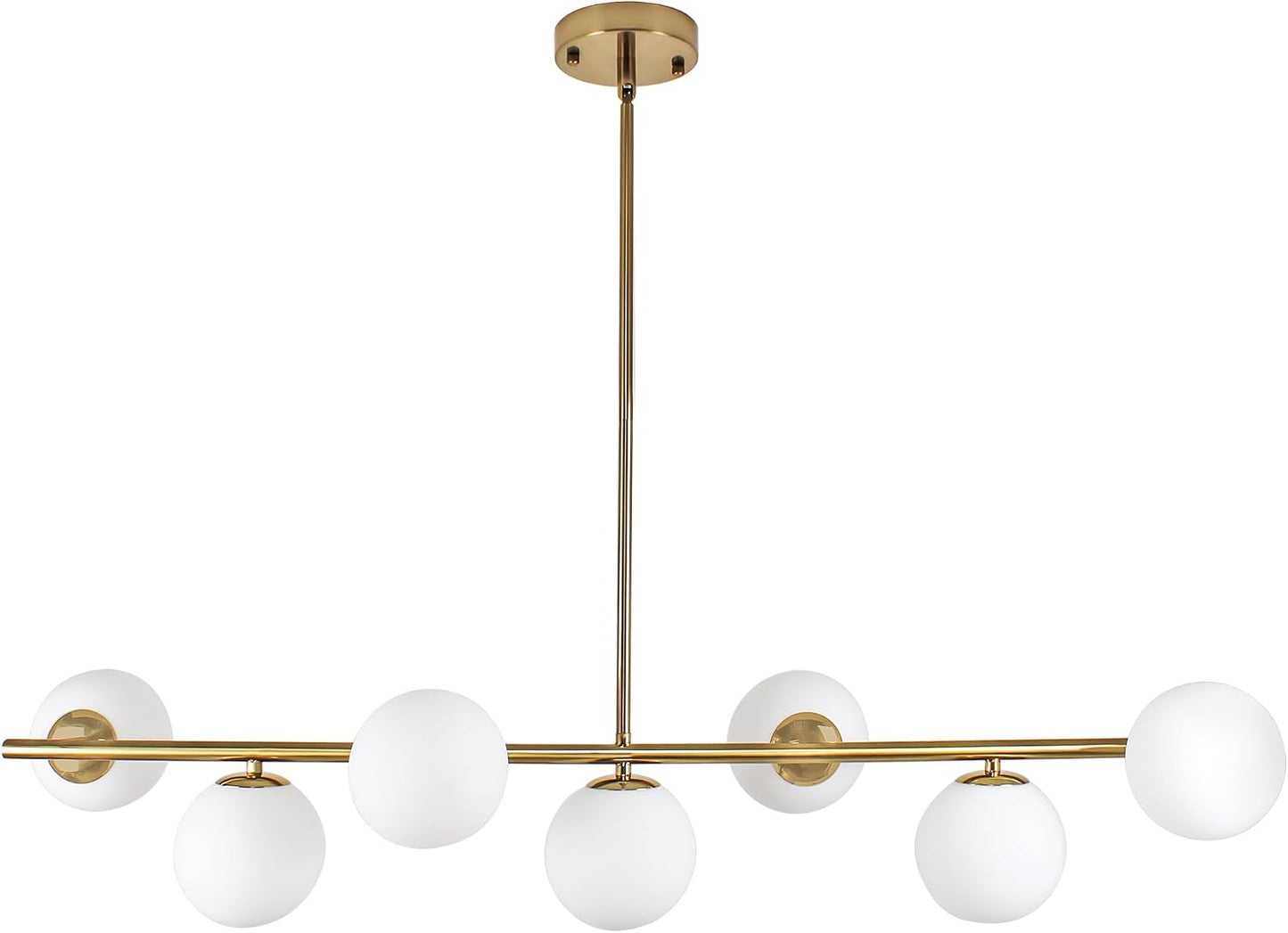 Candelabro lineal latón 7 luces globos vidrio