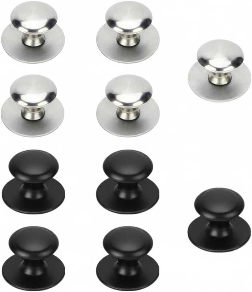 10 Manijas Adhesivas Acero Inox Redondas Plateadas