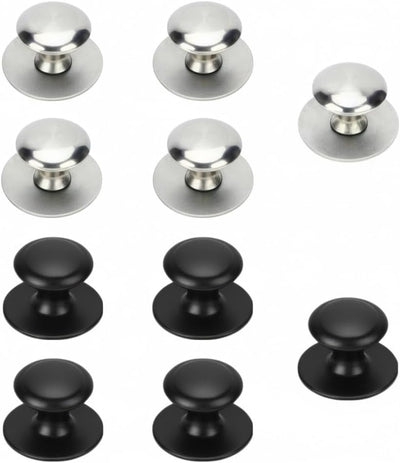 10 Manijas Adhesivas Acero Inox Redondas Plateadas