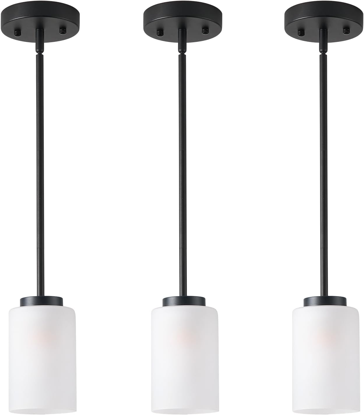 3 Lámparas Colgantes Vidrio Esmerilado Blanco Luz Ajustable