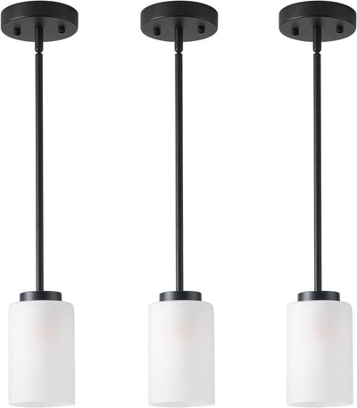 3 Lámparas Colgantes Vidrio Esmerilado Blanco Luz Ajustable