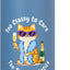 Botella agua acero inox aislada con gato sipping champagne