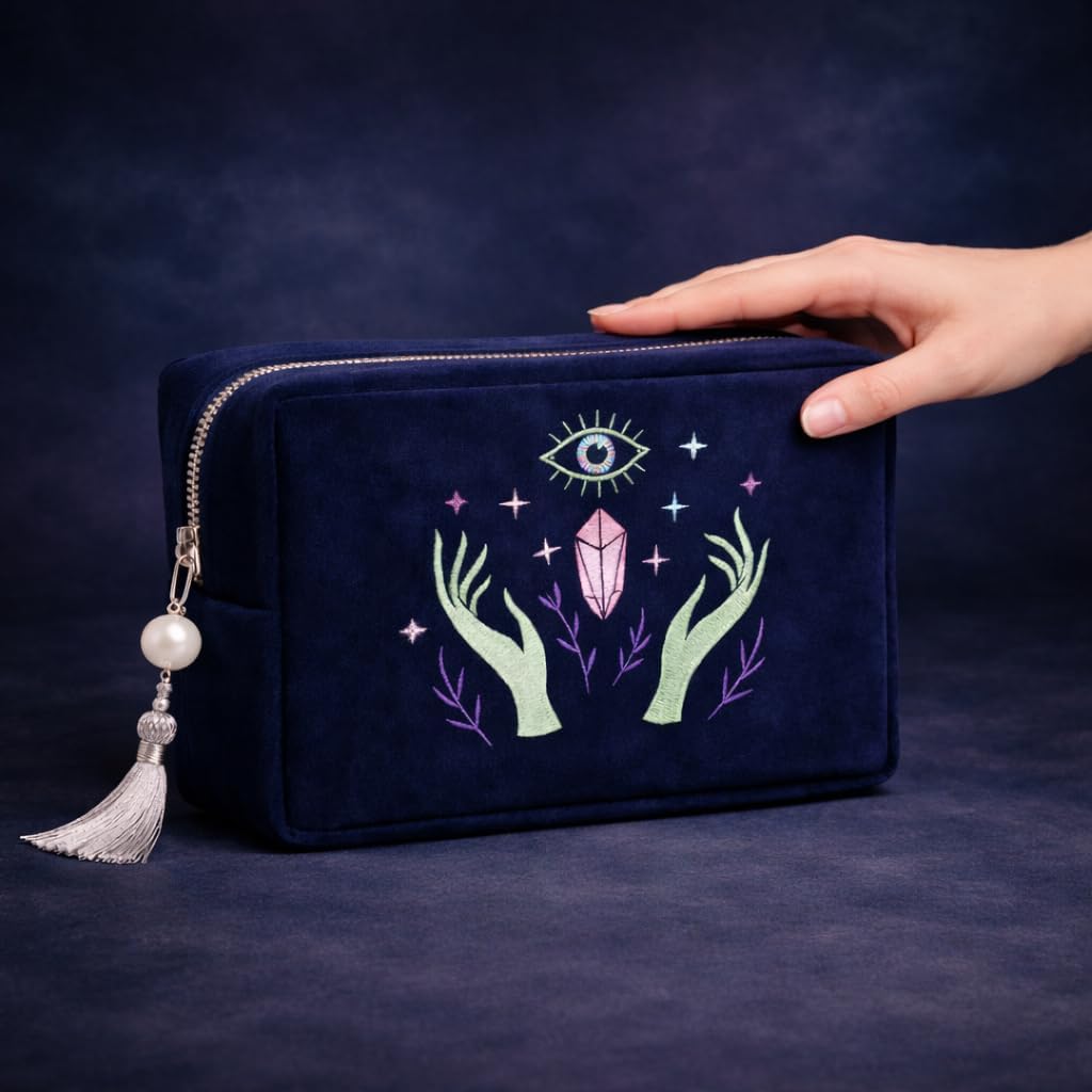 Bolsa terciopelo con cremallera para tarot y cristales