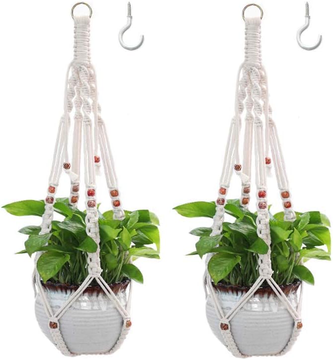 2 Pzas Perchas Macramé para Plantas Colgantes Cesta Decorativa
