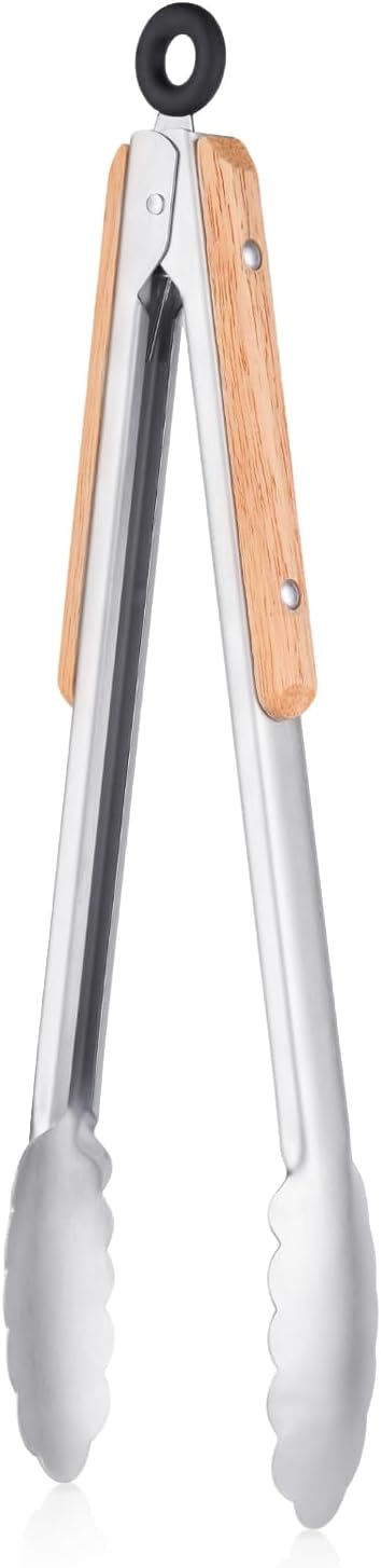 Pinzas acero inox resistentes 1100°F agarre madera parrilla cocinar