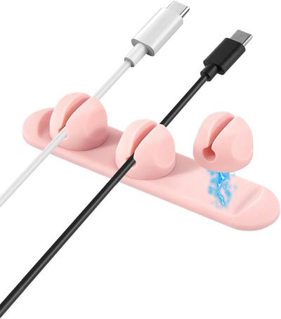Clips magnéticos silicona adhesivo rosa organización cables