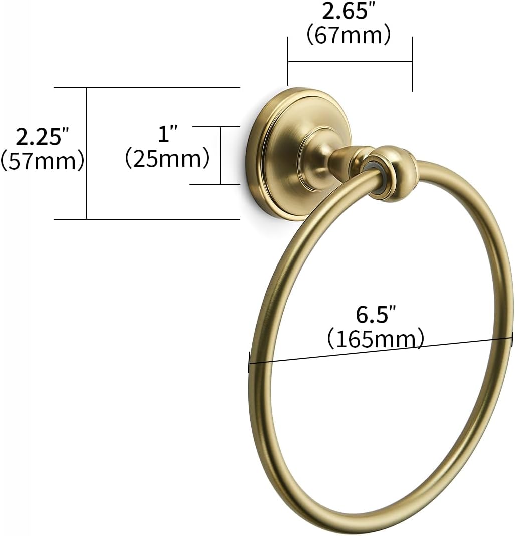 Soporte toalla redondo bronce miel colgado pared