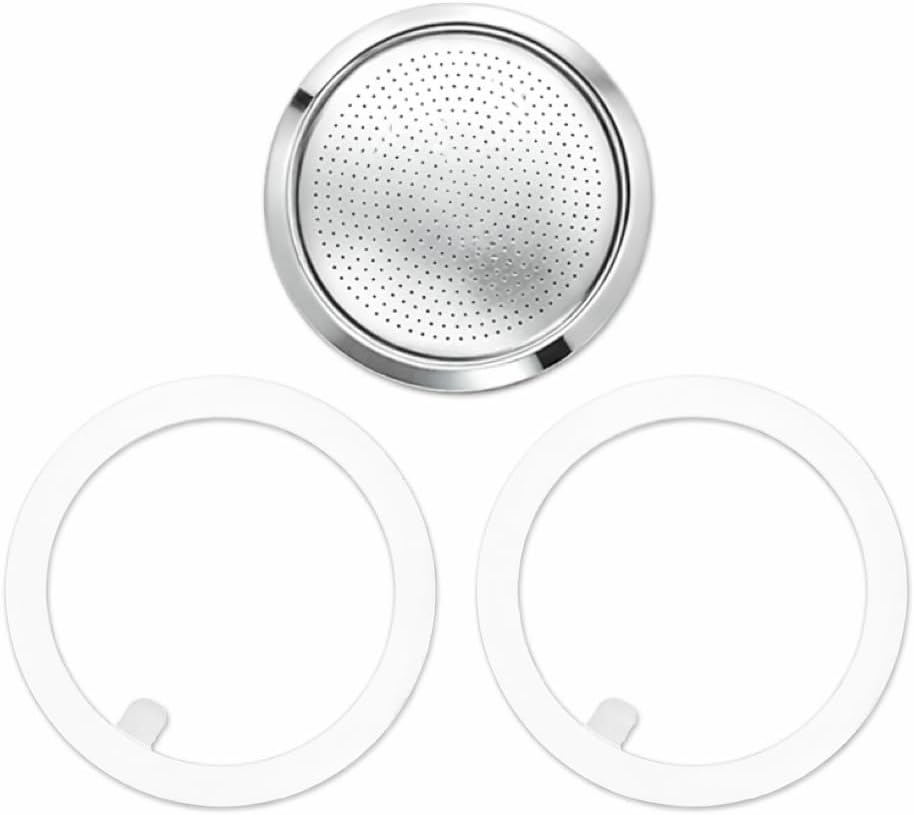 Filtro de olla Moka de acero inoxidable con 2 juntas de silicona