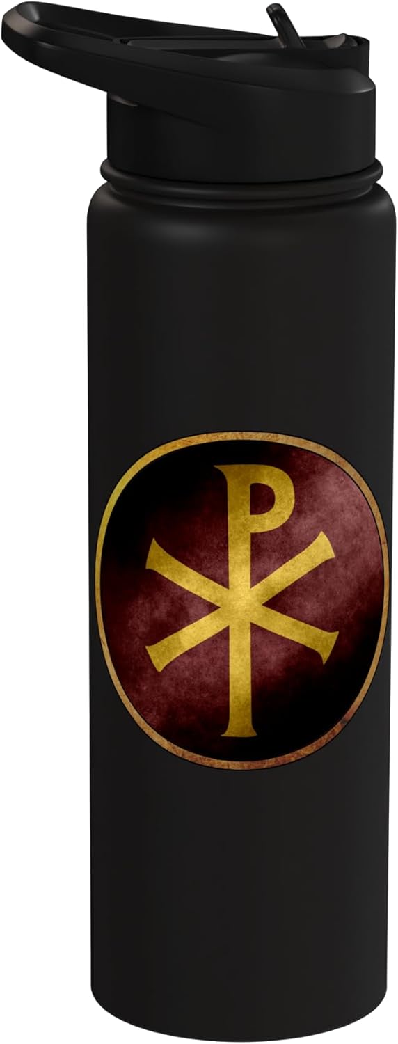 Botella de agua acero inoxidable símbolo Chi Rho Imperio Romano