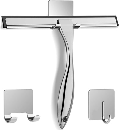 Escobilla ducha acero inox 10pulg con ganchos adhesivos