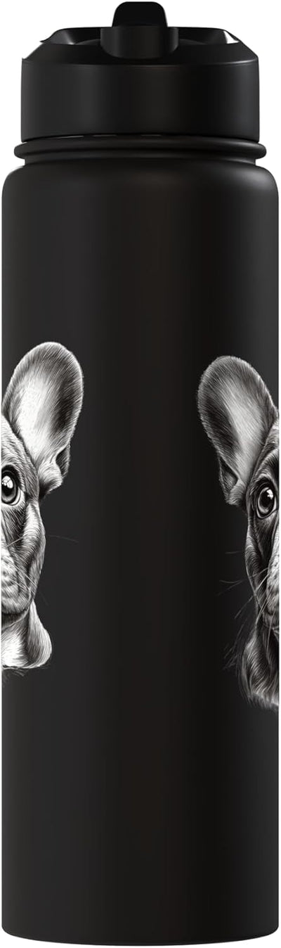 Botella agua acero inox aislada perro francés