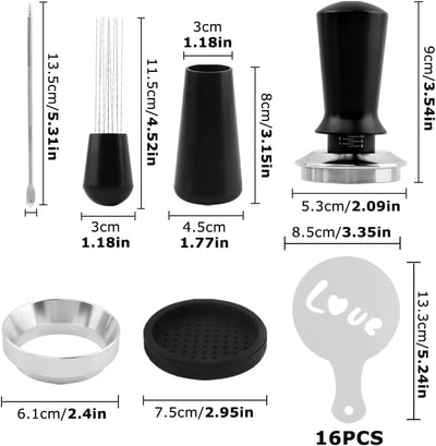 Set 21 accesorios para cafetera exprés con alfombrilla y embudo