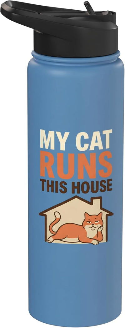 Botella agua acero inox aislada para amantes de gatos