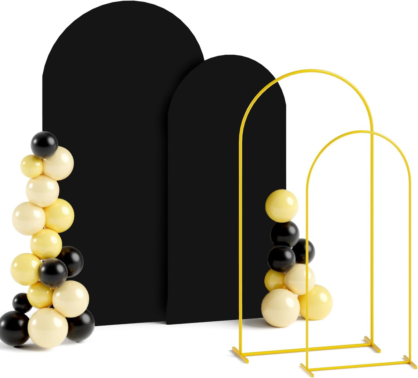 Set 2 cubiertas soporte metal arco negro 6-7.2ft para boda