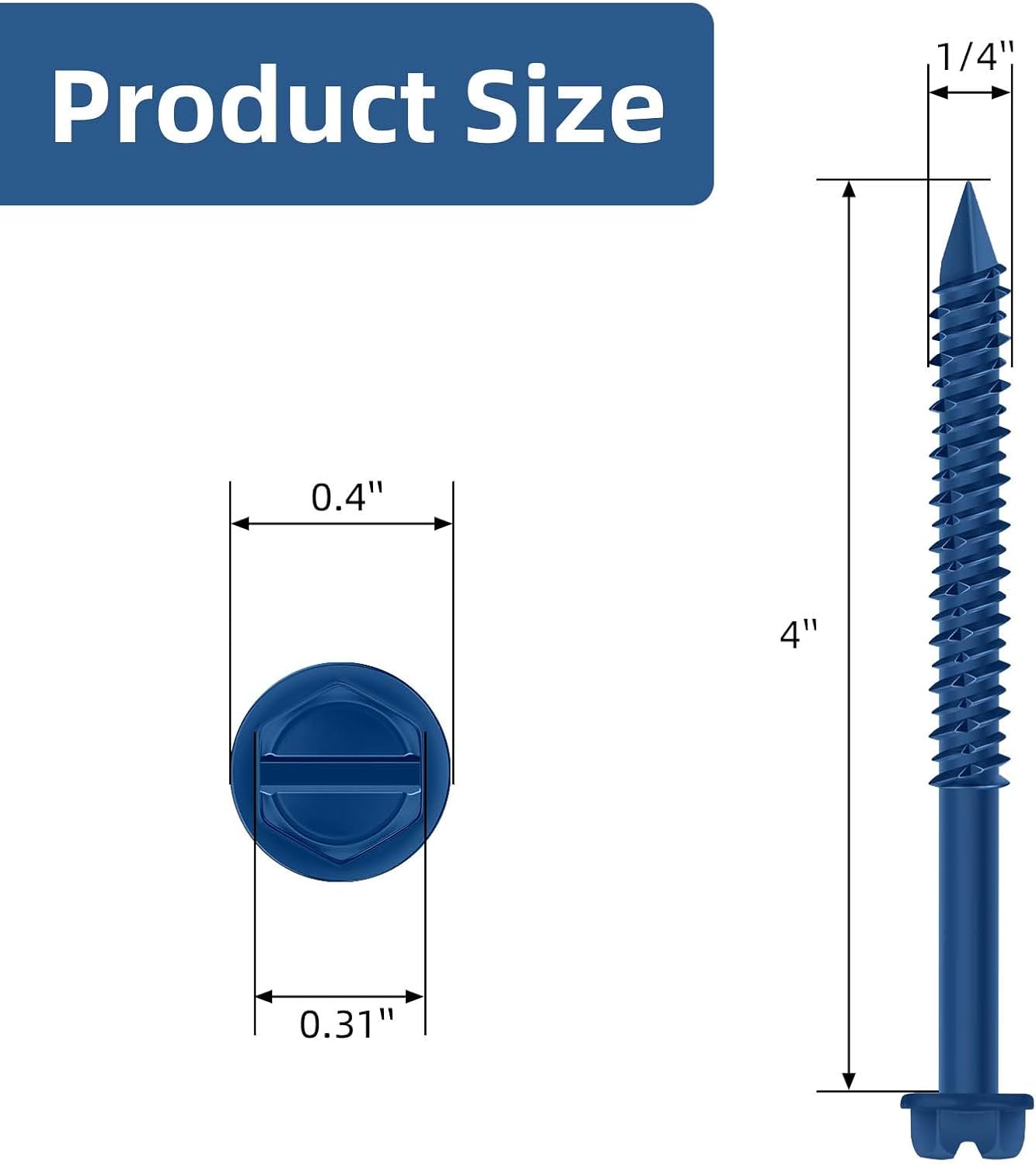 Kit anclaje hormigón hexagonal azul 1/4x4pulg 30uds