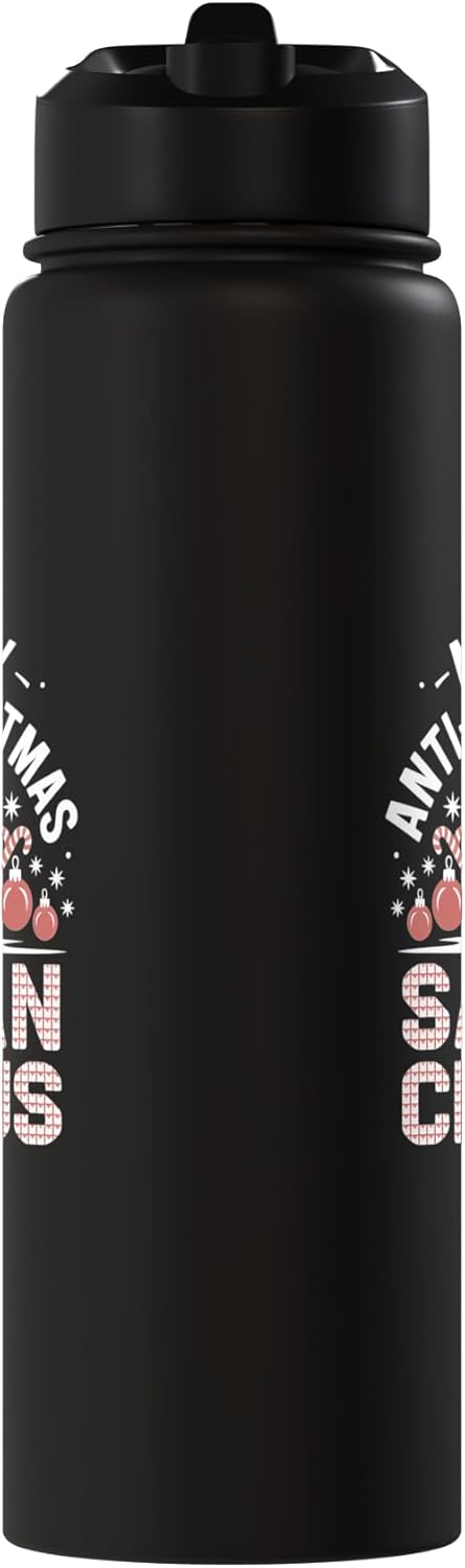 Bottella de agua aislada anti-navidad satan claus festiva acero inoxidable