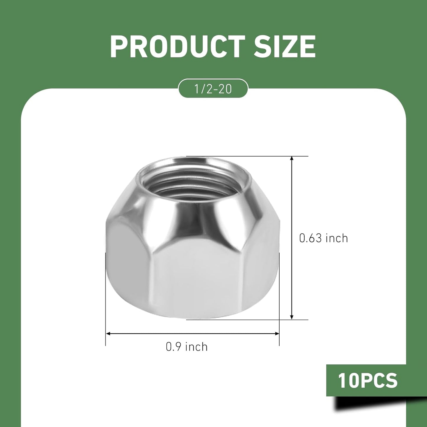 10 Tuercas Llanta Remolque 1/2 a 20pulg Chapadas Zinc